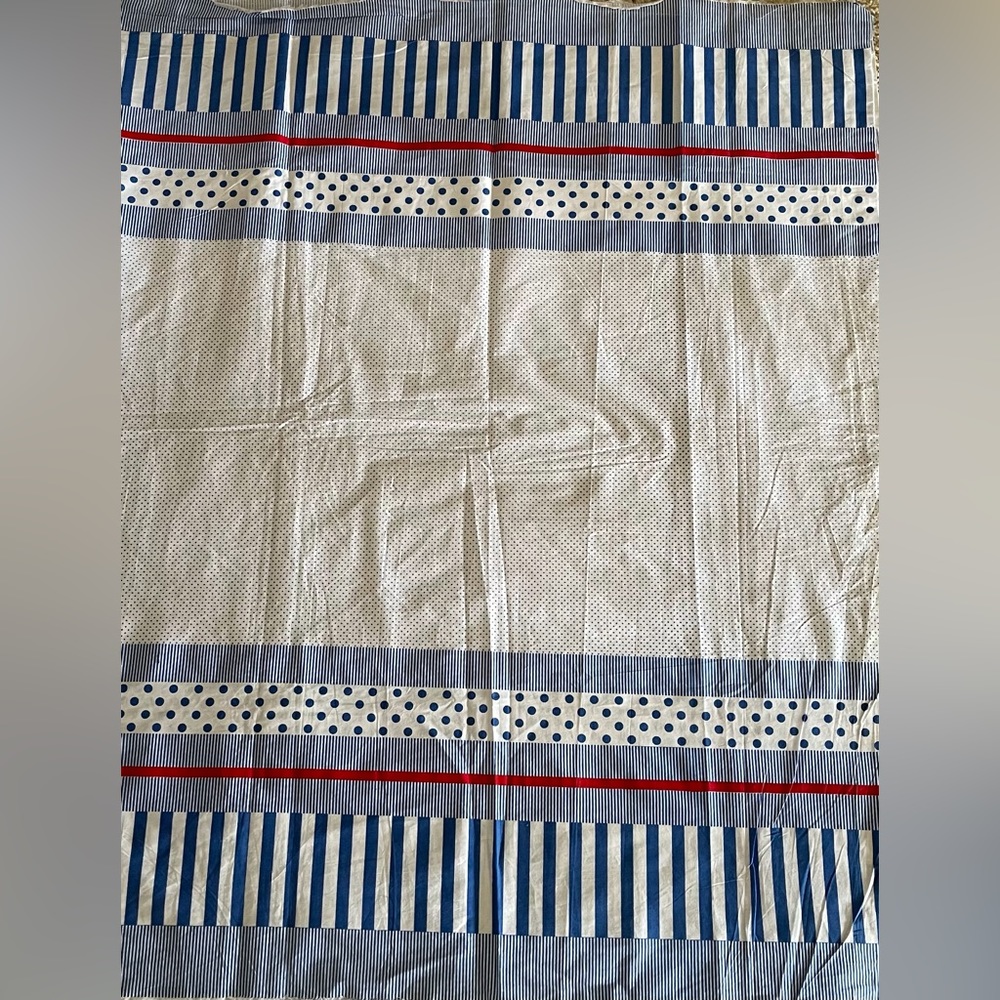 Blue Multicolor Polka-Dot and Striped Mixed Print Cotton Fabric